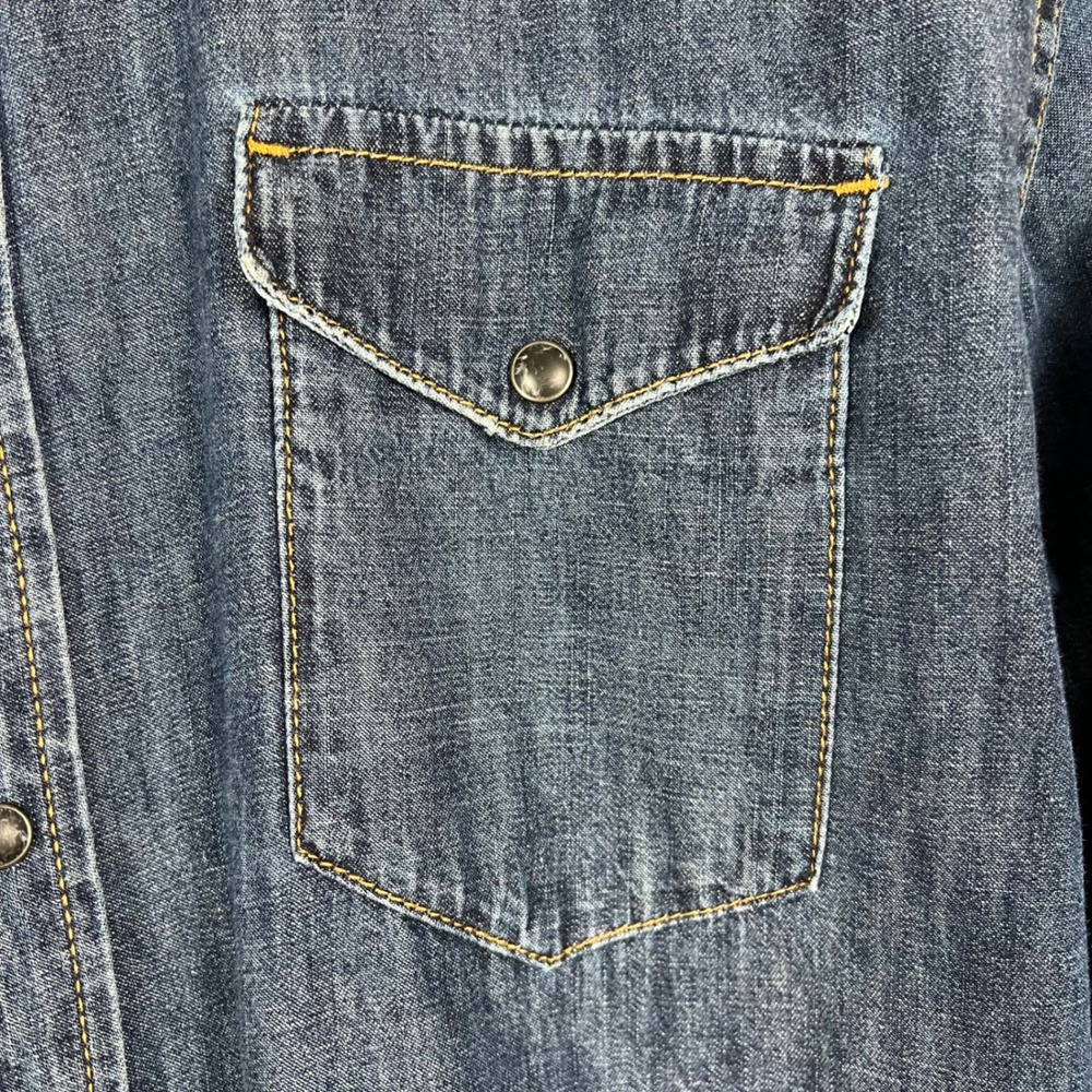 Gap 1969 Iconic Denim Western Shirt Mens Large Dark Indigo Snap Front Country - Picture 6 of 10